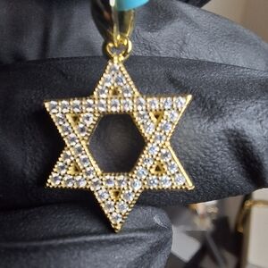 0.31ctw Gold Vermeil Over 925 Sterling Silver Moissanite Star of David Pendant